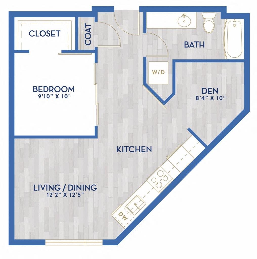 B7 - Urban One Bed + Den floor plan